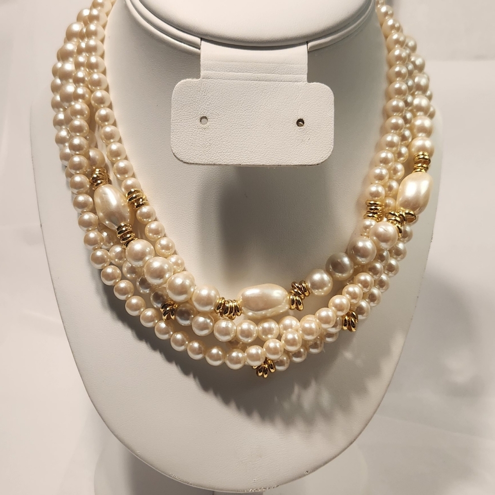 Faux Pearl Multistrand Necklace